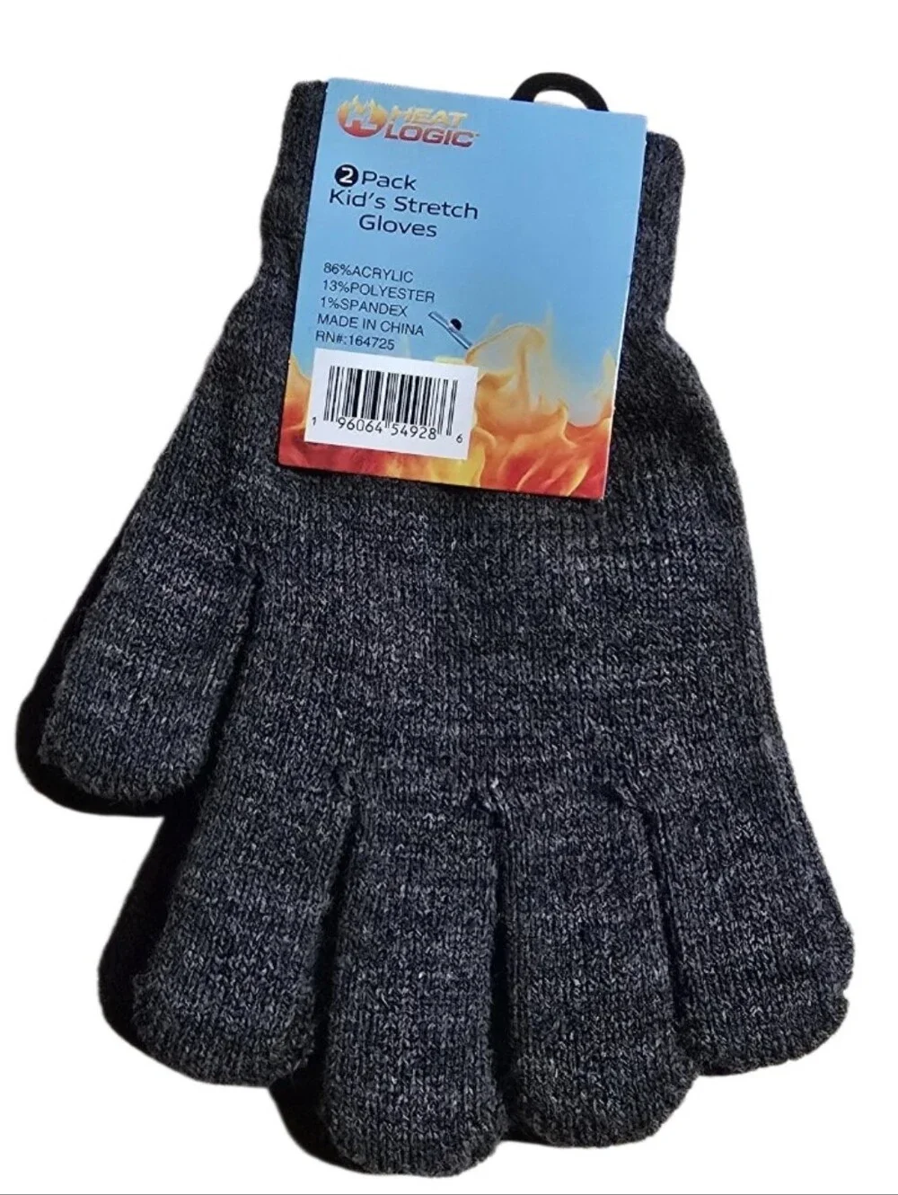 #HL04 Kids Winter Beanie and Glove Set - Grey and Navy 2 Pairs.